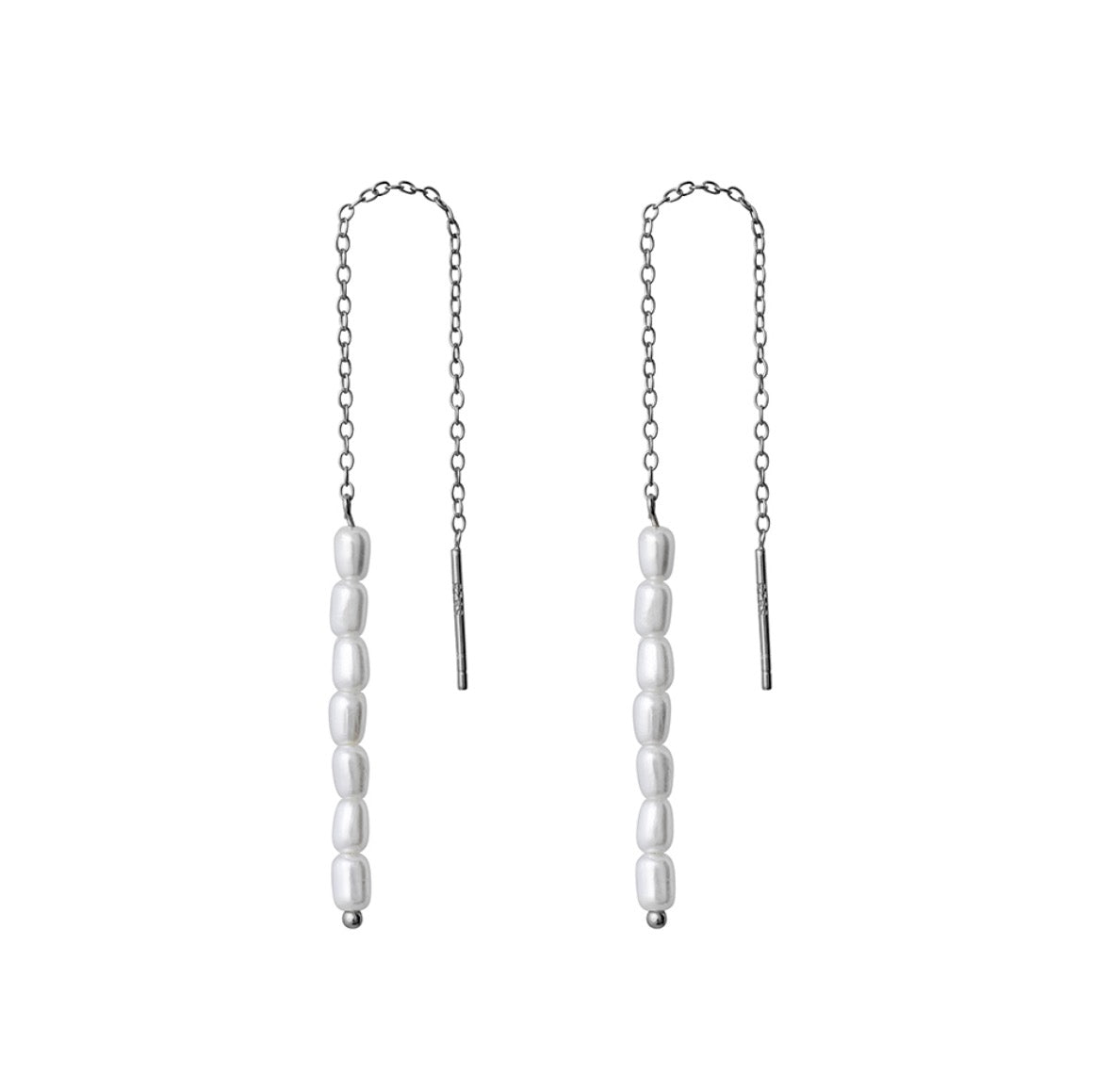 Freshwater Rice Pearl Chain Earrings
