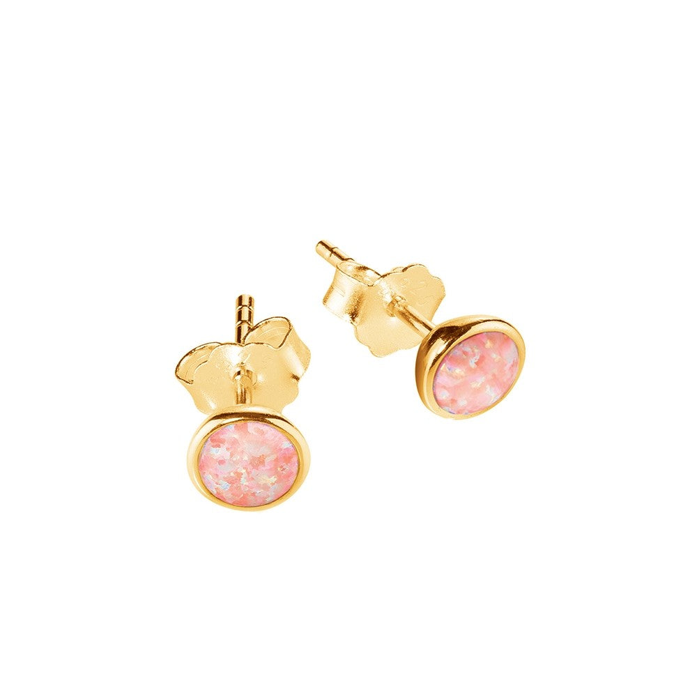Pink Opal Stud Earrings