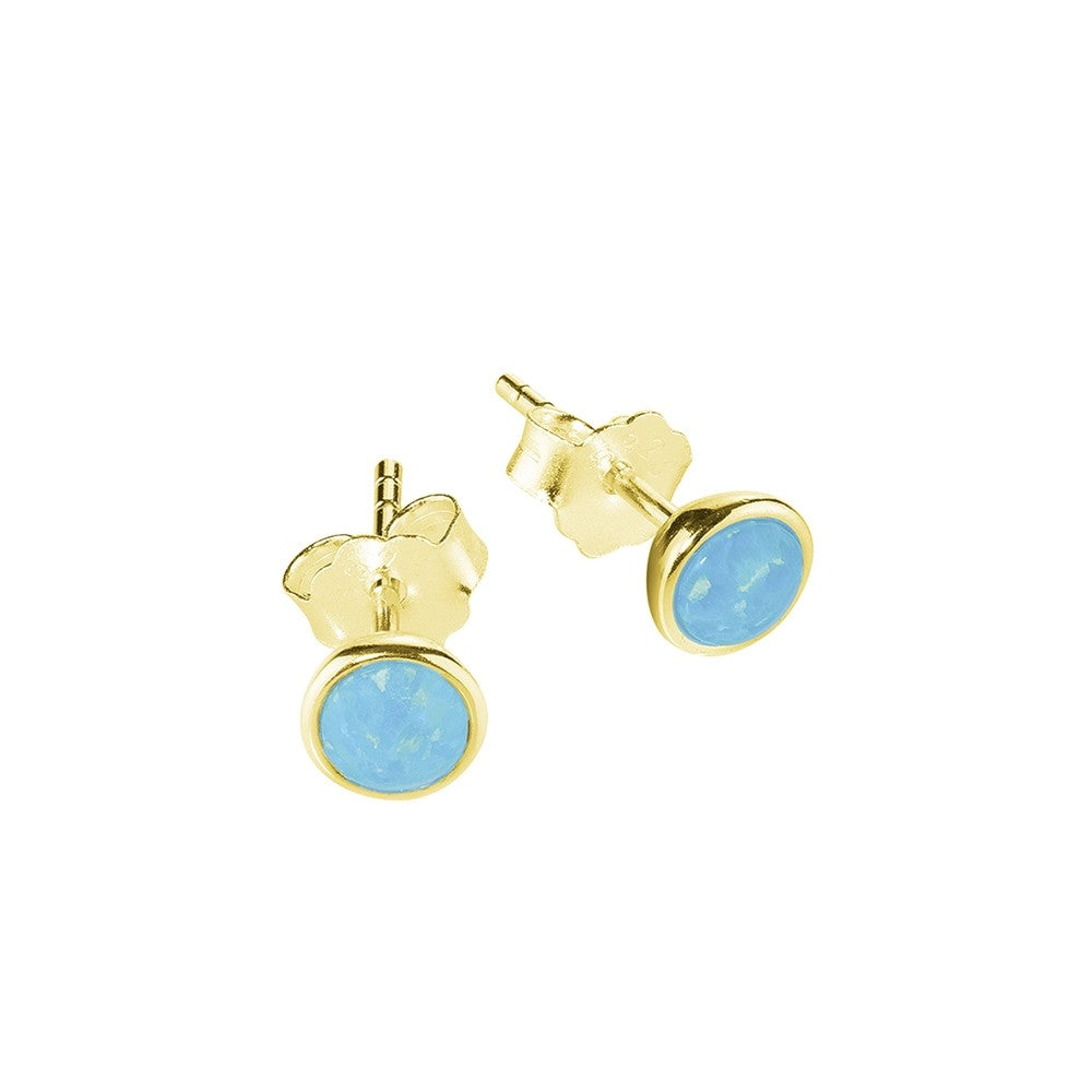 Blue Opal Stud Earrings
