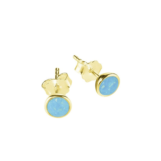 Blue Opal Stud Earrings