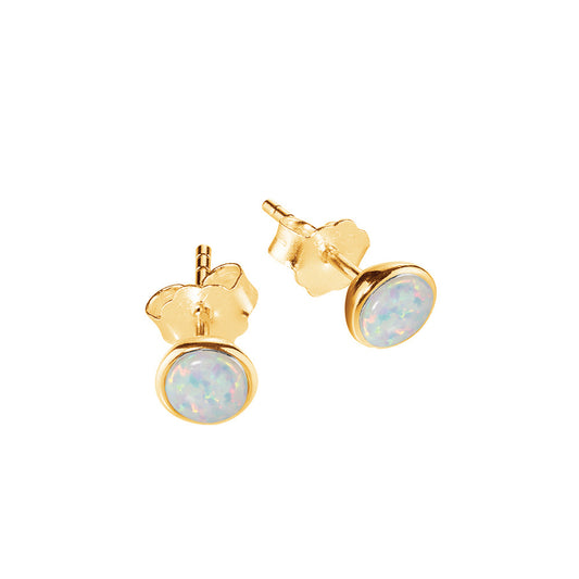 White Opal Stud Earrings