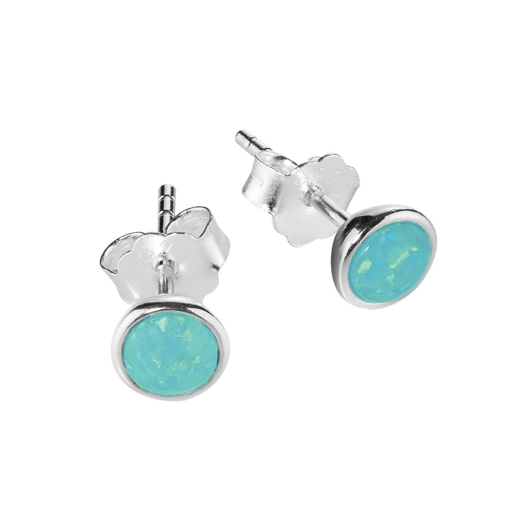 Teal Opal Stud Earrings